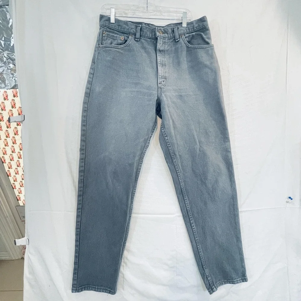 Vtg READ Levis‎ 550 Jeans Men 36x32 Gray Light Wash Relaxed Fit Tapered Leg USA